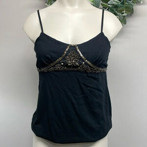 The Limited Black Spaghetti Strap Tank Bronze Sequin XS